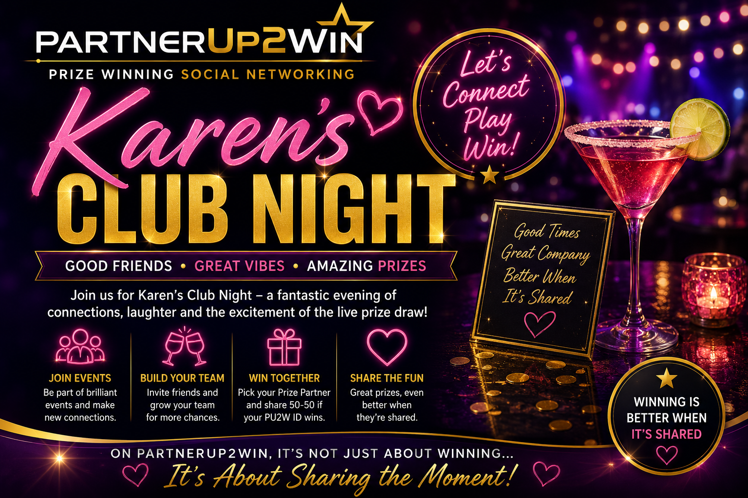 The Club Night PartnerUp2Win Prize Winning Event