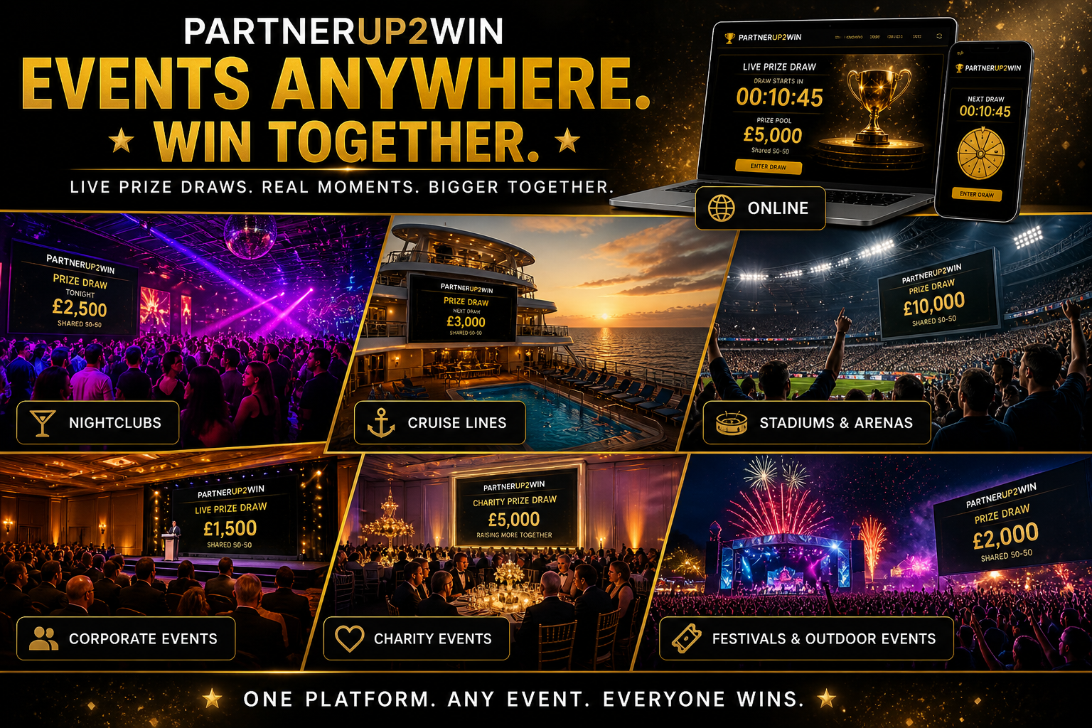 PartnerUp2Win events anywhere collage