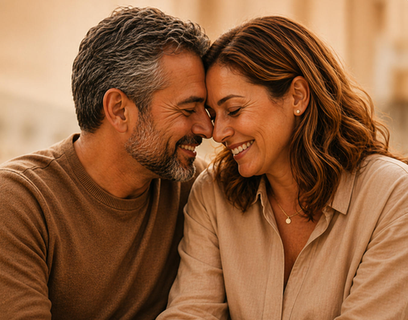 Couple smiling