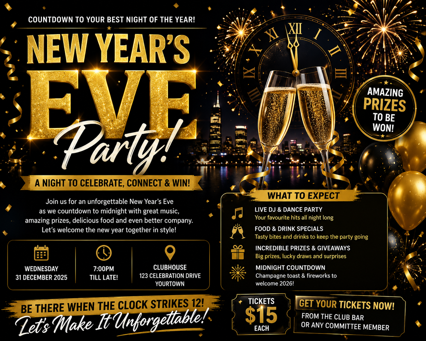 The New Year’s Eve PartnerUp2Win Prize Winning Party Event
